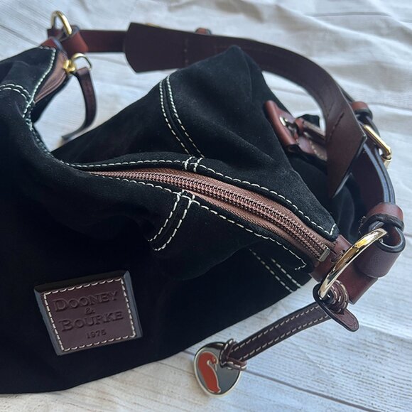 Dooney & Bourke Black Suede Hobo Shoulder Top Handle Bag NWOT with Storage Bag - Picture 5 of 5